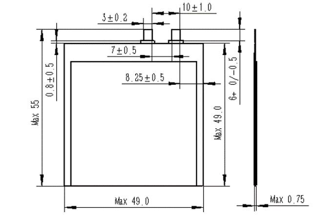 ultra thin battery structure GRP0849049-12A