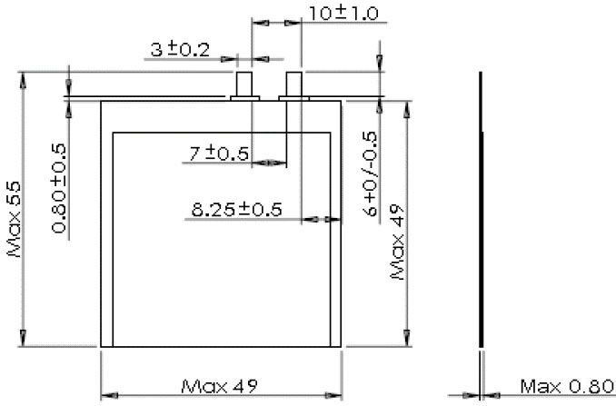 Grepow 140mAh 3.8V Ultra Thin Lipo Battery 0849049 structure