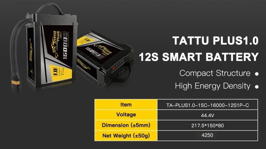 Tattu plus1.0 16000mAh 12S compact smart battery