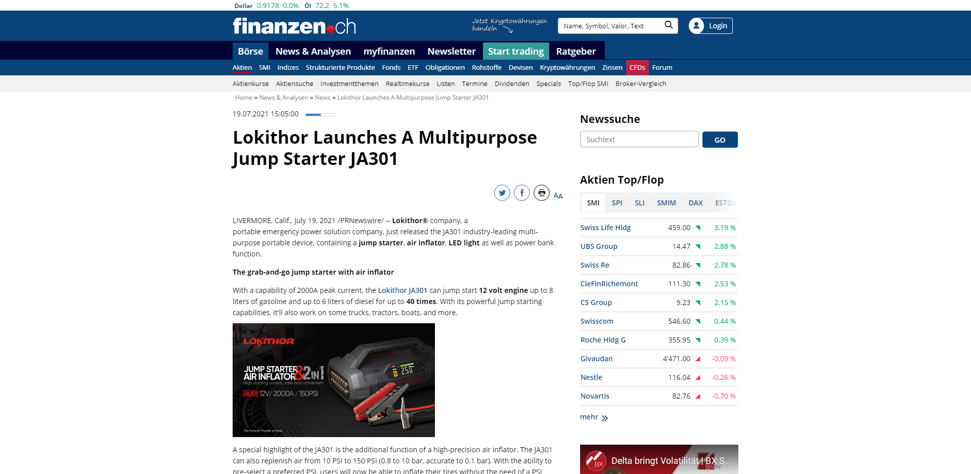 Lokithor Launches A Multipurpose Jump Starter JA301 - www.finanzen.ch
