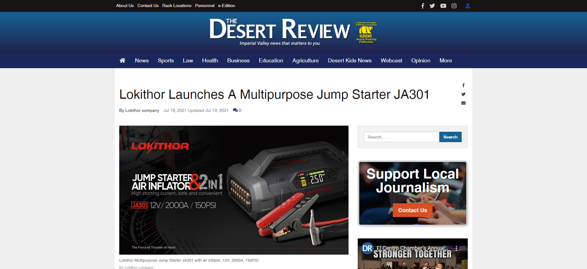 Lokithor Launches A Multipurpose Jump Starter JA301 - State - thedese_ - www.thedesertreview.com
