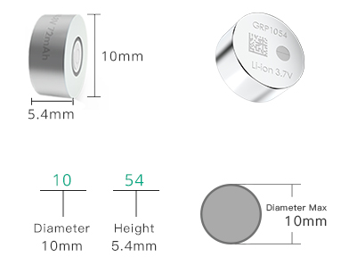 GRP1054 Size Show Grepow Rechargeable button-cell battery (coin-cell battery)