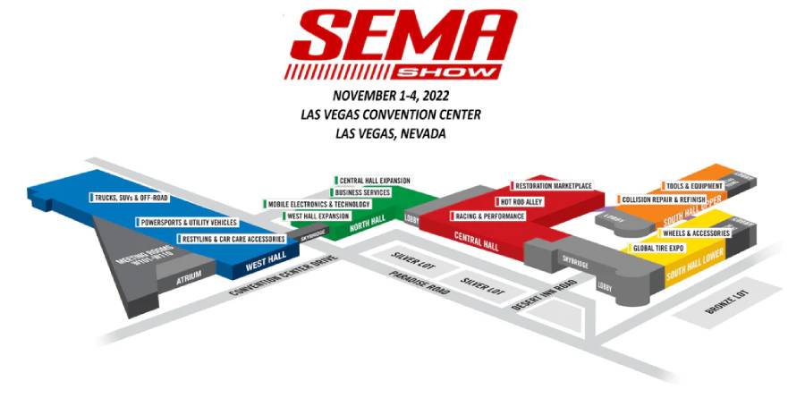 SEMA Show 2022 Floor Plan (From SEMA Show Official Website)