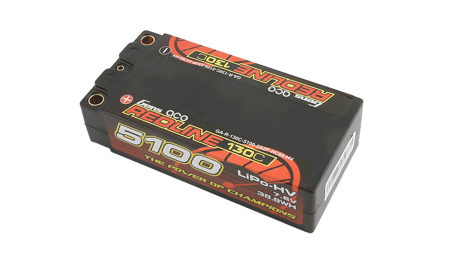 Gens Ace Redline Series 5100mAh 7.6V 130C Hardcase RC Car LiPo Battery Pack