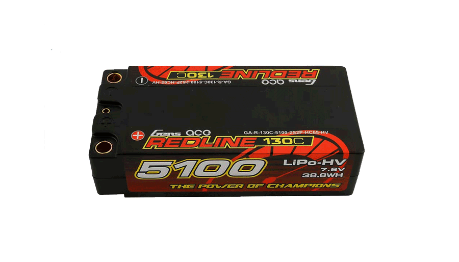 Gens Ace Redline Series 5100mAh 7.6V 130C Hardcase RC Car LiPo Battery Pack