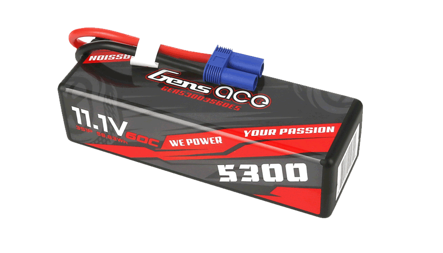 Gens Ace 5300mAh 11.1V 60C 3S1P HardCase Lipo Battery