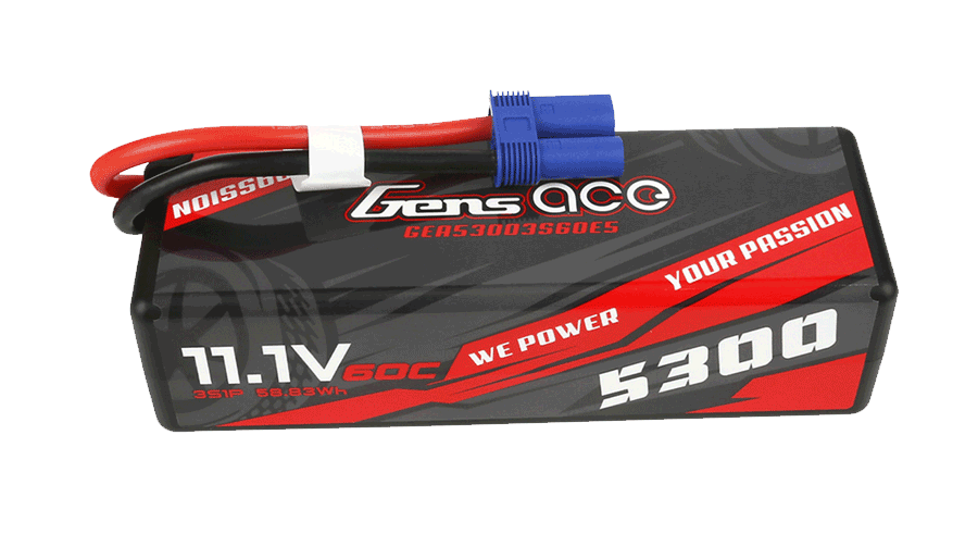 Gens Ace 5300mAh 11.1V 60C 3S1P HardCase Lipo Battery