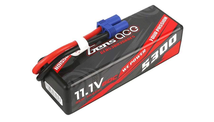 Gens Ace 5300mAh 11.1V 60C 3S1P HardCase Lipo Battery