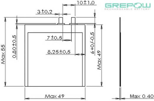 Ultra thin  battery GRP0449049 Battery Structure