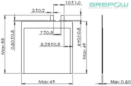Ultra thin battery GRP0849049 Battery Structure
