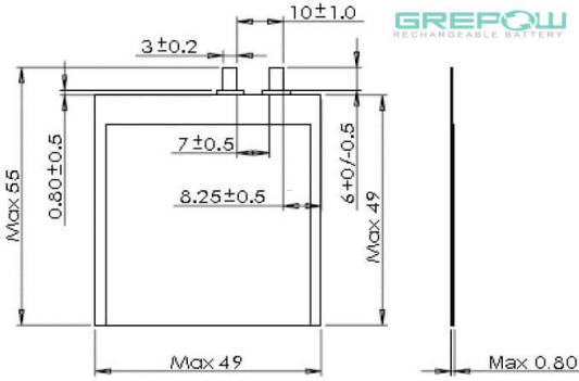 Ultra thin battery GRP0849049 Battery Structure