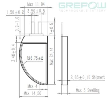 GRP3014025 D-Shape Battery Structure 