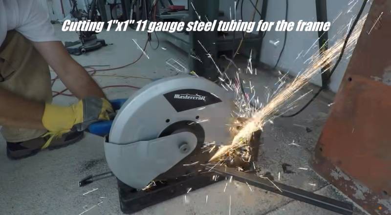 Cutting 1″x1″ 11 gauge steel tubing for the frame