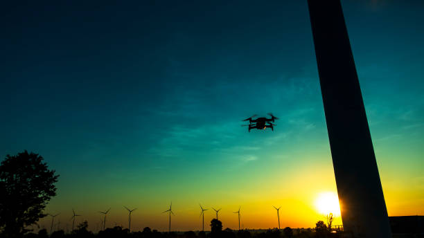 Drones create a night time construction environment