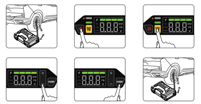 use the air inflator function