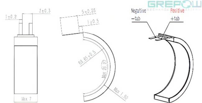 Curved lipo battery GRP1507025