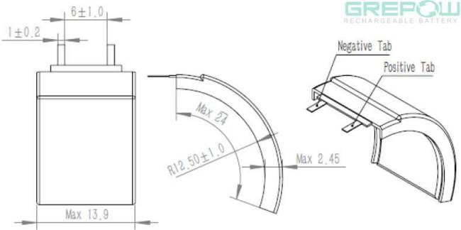 Curved lipo battery GRP2514024