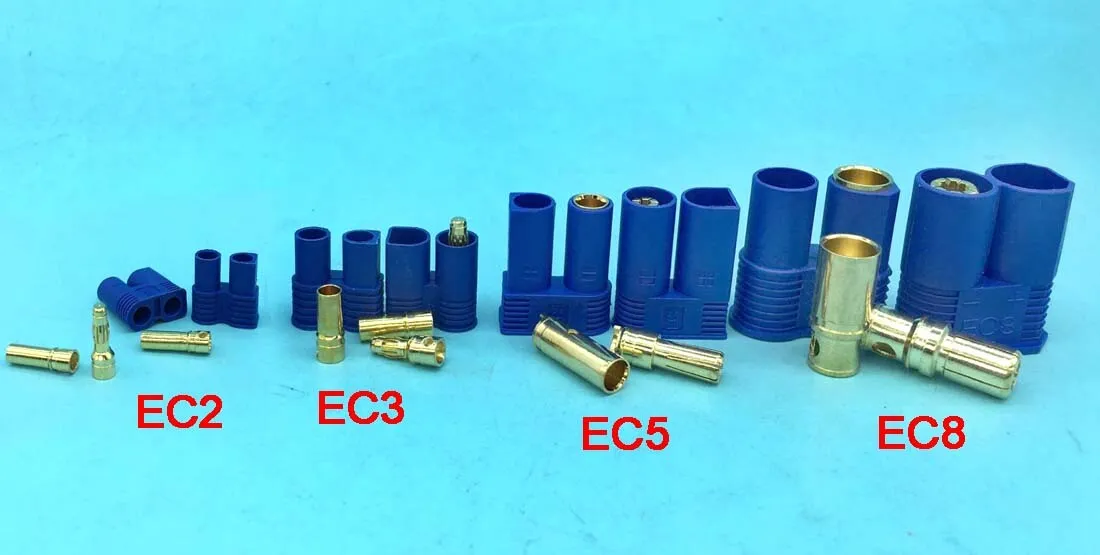 EC3, EC5 and EC8 lipo battery connectors