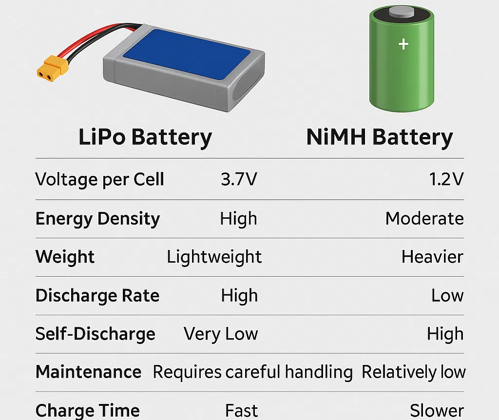 LiPo battery vs NiMH battery: what's the difference?