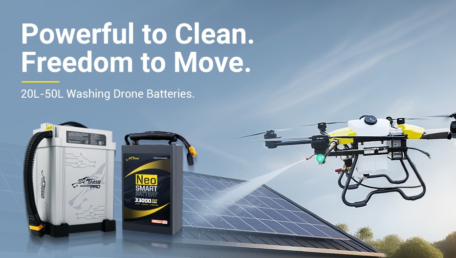 Cleaning Drone with Onboard Water Tank battery