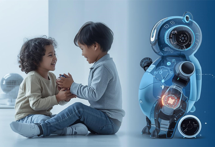 the AI-powered smart toy robot bear and children