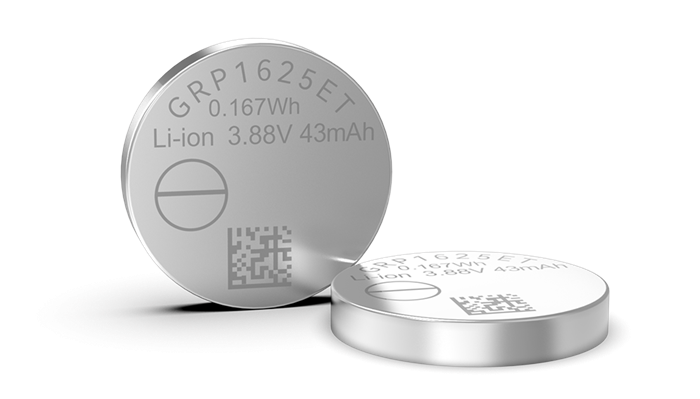 GRP1654ET Lithium-Ion Rechargeable Coin Cell Battery GRP1654ET Lithium-Ion Rechargeable Coin Cell Battery