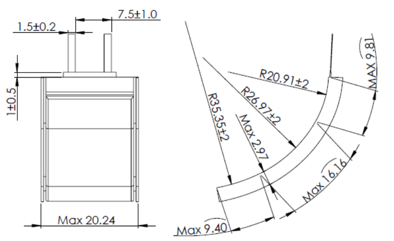 curved lithium polymer battery structure